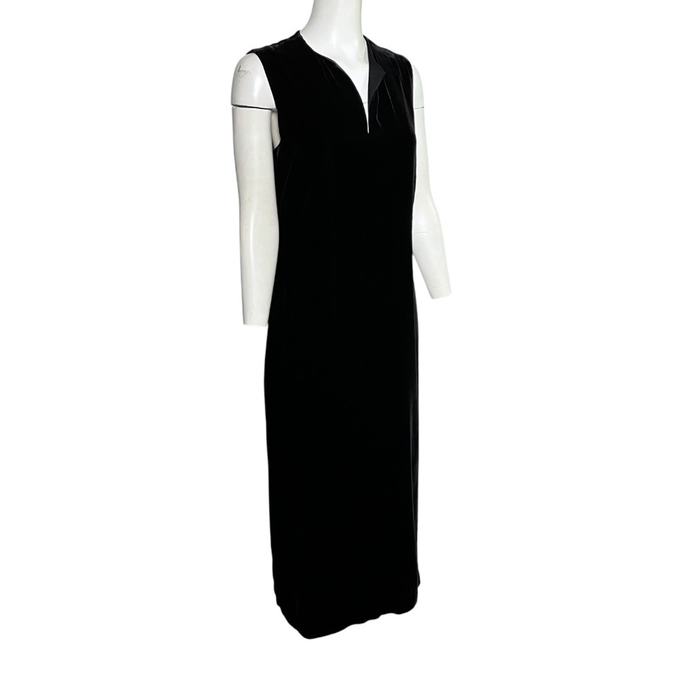 HARARI Luxurious Draped Velvet Maxi Dress Women's Size M Solid Black Vintage Y2K - Picture 5 of 9